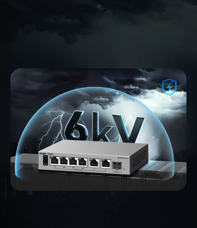 Ruijie RG-ES207GS-HP, 6-Port Gigabit Smart Cloud-Managed PoE Switch with 1-Port SFP thumbnail 6