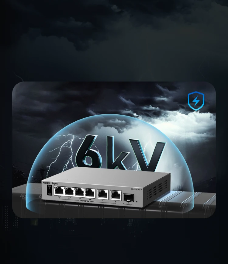 Ruijie RG-ES207GS-P, 6-Port Gigabit Smart Cloud-Managed PoE Switch with 1-Port SFP thumbnail 6