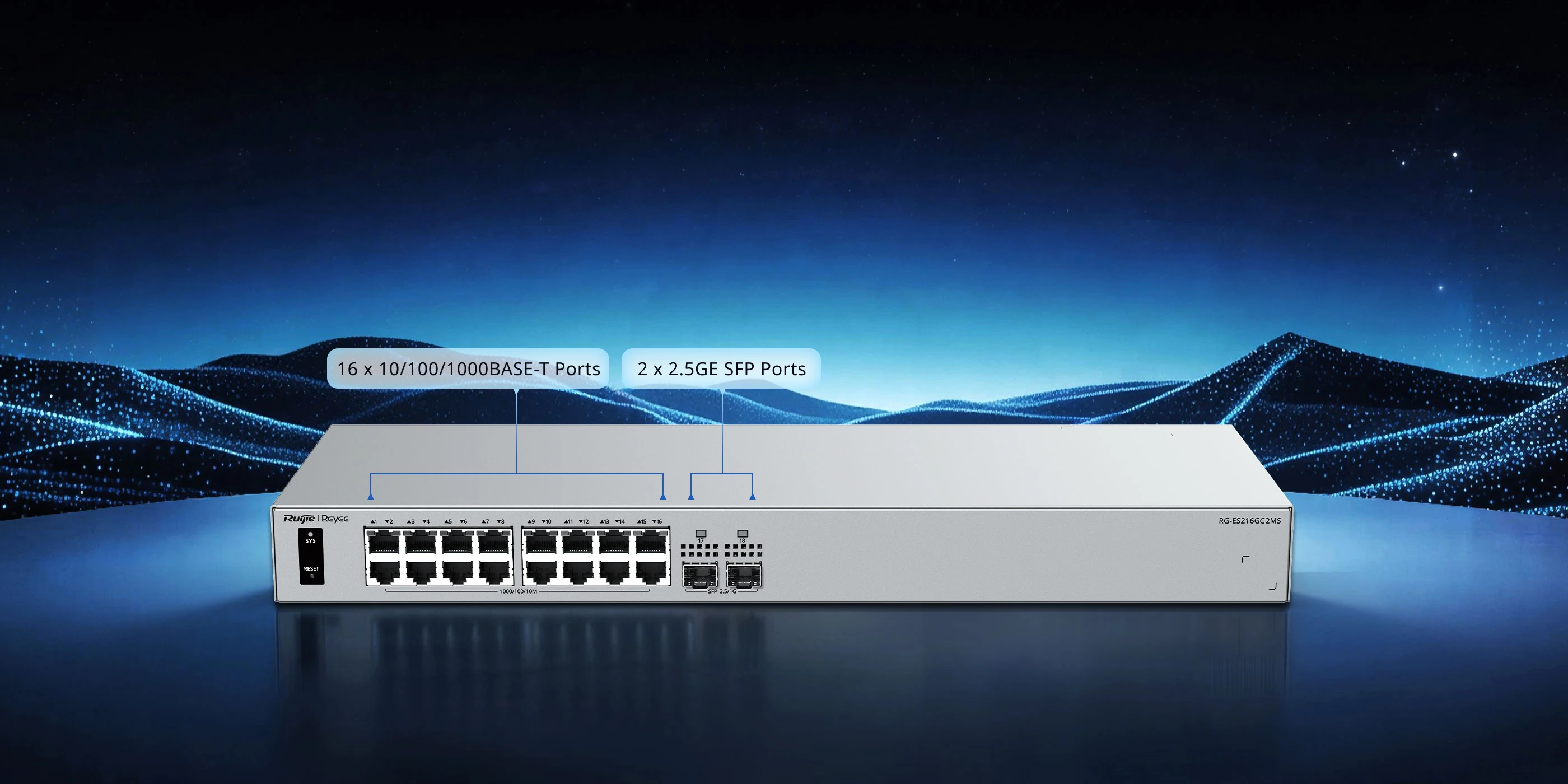 Ruijie RG-ES216GC2MS, 16-Port Gigabit Smart Cloud-Managed Non-PoE Switch thumbnail 2