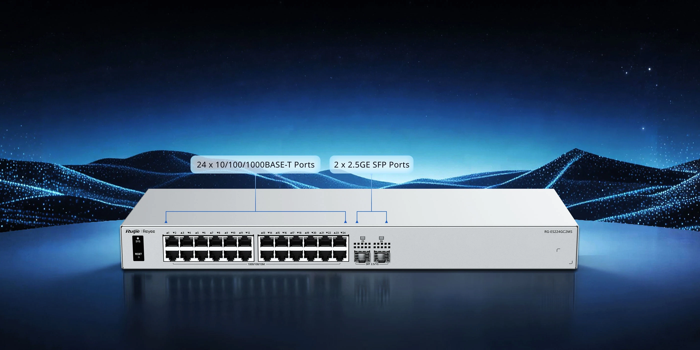 Ruijie RG-ES224GC2MS, 24-Port Gigabit Smart Cloud-Managed Non-PoE Switch thumbnail 2