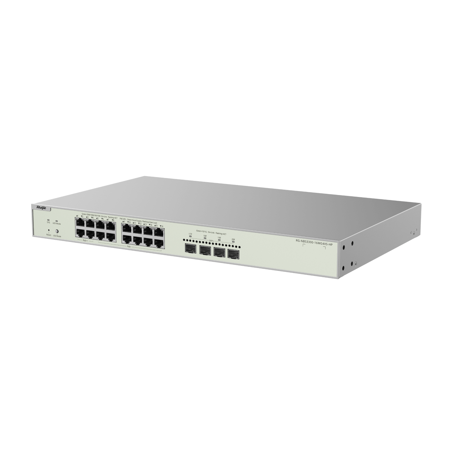 Ruijie RG-NBS3300-16MG4XS-HP, 16-Port Muti-Gigabit Layer 2 Managed Switch with 4 x PoE++ Ports, 12 x PoE+ Ports, and 4 x SFP+ Uplink Ports thumbnail 3