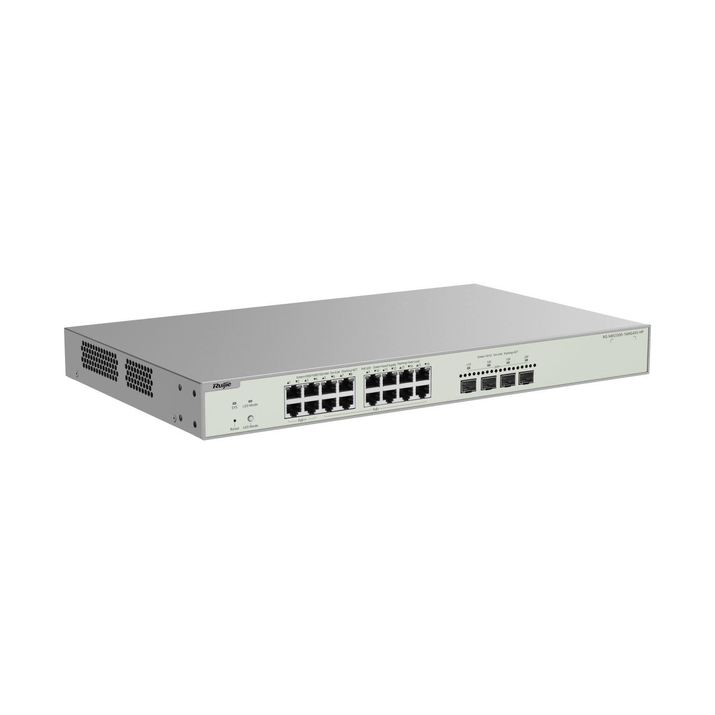 Ruijie RG-NBS3300-16MG4XS-HP, 16-Port Muti-Gigabit Layer 2 Managed Switch with 4 x PoE++ Ports, 12 x PoE+ Ports, and 4 x SFP+ Uplink Ports thumbnail 4